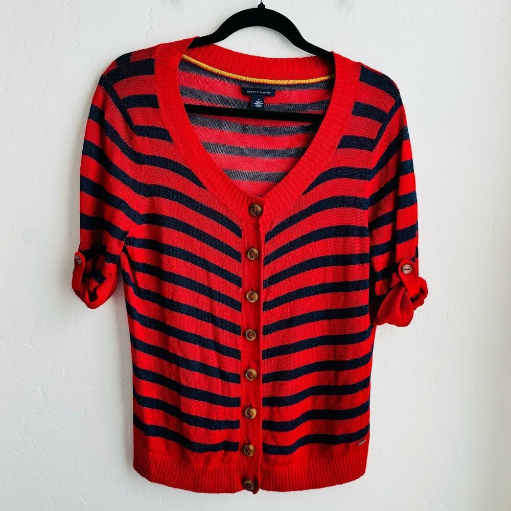 Tommy Hilfiger Women Stripped Cardigan Sweater Size M